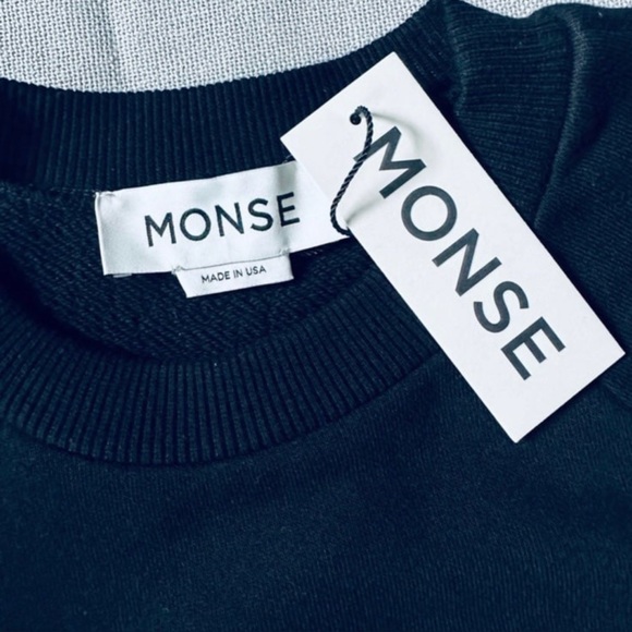 MONSE Cold Shoulder Asymmetrical Black Sweatshirt New - Picture 8 of 9